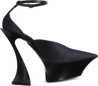MUGLER Denim muiltjes met enkelbandje - Blauw