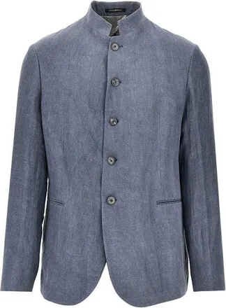 Emporio Armani Linen-blend crepe jacket with guru collar Man 54