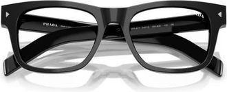 Prada 54mm Rectangular Sunglasses in Black /Clear Blue Light at Nordstrom