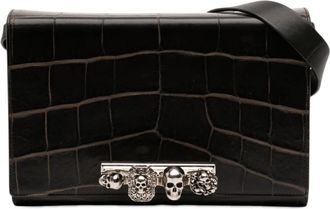 Alexander McQueen Pre-owned Alexander McQueen Mini Croc Embossed Skull Jeweled Crossbody Ladies W7IPRJQ282FV0GTQ