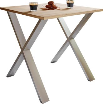 ebuy24 Mesa De Comedor De Madera Vcm Premium Al. 76 X An. 80 X P. 50 Cm Mesa De Comedor De Cocina Mesa Xona X (plata / Roble Sonoma)