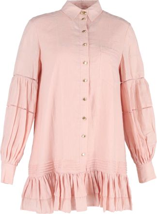 Aje Aje Lotus Shirt Mini Dress in Pink Linen