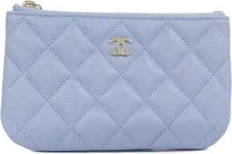 Chanel Light Blue Grained Calfskin Pouch (Pre-Owned)