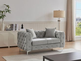 Vente-Unique Divano 2 posti Chesterfield in velluto Grigio - EDWINA