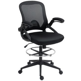 Vinsetto Mesh Office Stool - 60&deg; Swivel Height Adjustable Chair - Black | TJ Hughes