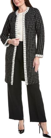 St. John Soft Boucle Windowpane Wool-Blend Kissing Jacket