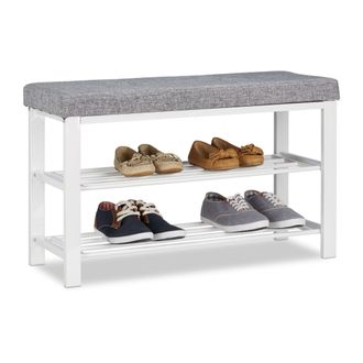 Relaxdays Relaxdays - Banco Zapatero Moderno Con 2 Niveles, Metal-tela, Gris, 50 X 81 X 32 Cm