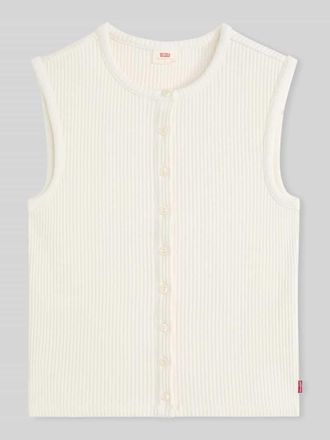 Levi's Slim Fit Top in Rippstrick mit Knopfleiste in Ecru, Gr&ouml;&szlig;e M