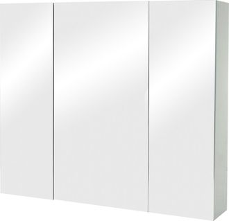 Hhg Nunca Usado] Armario Con Espejo Hhg 806b, Armario De Pared Para Cuarto De Ba&ntilde;o, 6 Estantes Alto Brillo Certificado Mvg 70x80x16cm, Gris