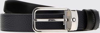 Montblanc 3 cm Adjustable Blue Leather Belt with Pin Buckle
