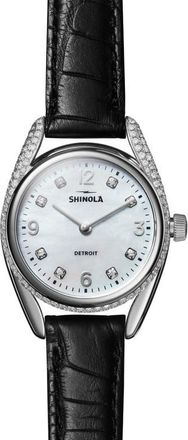 Shinola Derby Diamond & Mother-of-Pearl Bracelet Watch, 30mm in Off-White Mop W/Diamond at Nordstrom