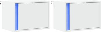 vidaXL Vidaxl - Wall-mounted Bedside Cabinets with led Lights 2 pcs White