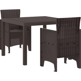 vidaXL Conjunto De Comedor De Jard&iacute;n 3 Pcs Marr&oacute;n Ratan Polt Vidaxl