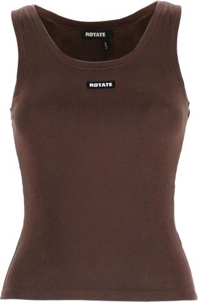 Rotate Brown Logo Scoop Neck Top