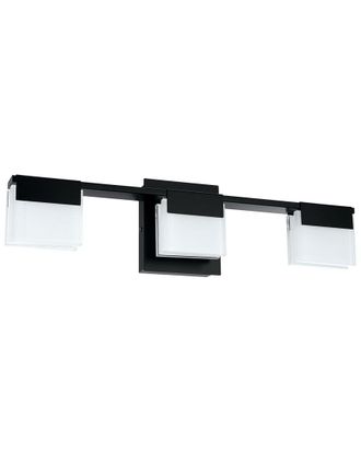 Eglo Eglo Vente 3 Light Integrated Led Bath/Vanity Light With Black Finish & Frosted Glass