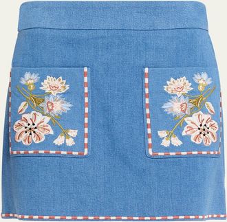 Veronica Beard Pallas Embroidered Mini Skirt