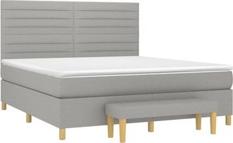 vidaXL Vidaxl - Cama Box Spring Con Colch&oacute;n Tela Gris Claro 180x200 Cm