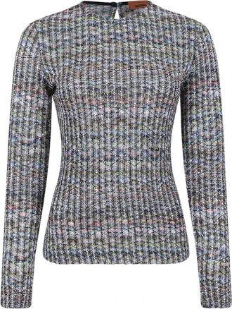 Missoni Multicolor Gebreide Top met Lange Mouwen - Dames - Ronde hals truien - Veelkleurig - XS - Truien & Vesten