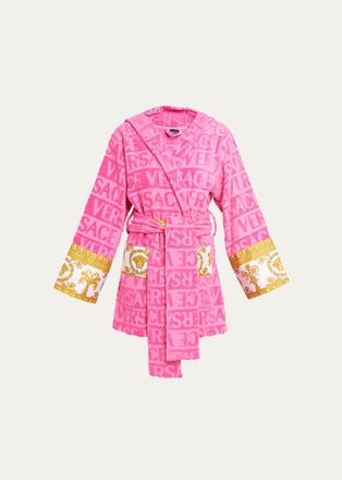 Versace I Heart Baroque Hooded Short Bathrobe