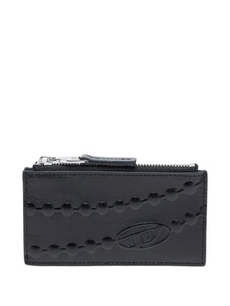 Diesel embossed zip card case - women - Calf Leather - One Size - Black