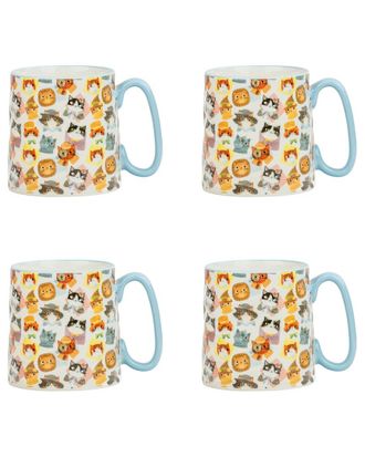 10 Strawberry Street Set of 4 Bella Mugs: Cat Dress Up