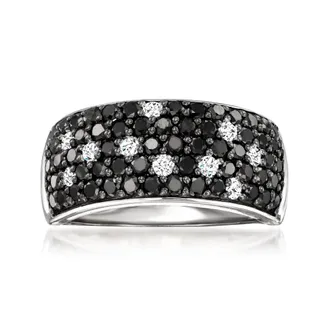 Ross-Simons Black and White Diamond Ring in Sterling Silver