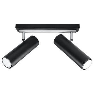 Wonderlamp L&aacute;mpara de techo negro y cromo con 2 focos orientables