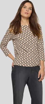 Rabe 3/4-Arm-Shirt RABE, Damen, Gr. 36, mandel, Jersey, Obermaterial: 92% Baumwolle, 8% Elasthan, bedruckt, regular fit normal, Rundhals, gerader Abschluss