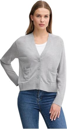 Benetton V-hals Knopenvest - Dames - Truien - Grijs - Maat: M Wol