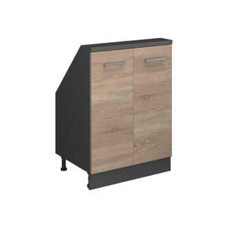 Vicco Armario De Cocina Para Techo Inclinado R-line, Sonoma/antracita, 60 Cm Con 2 Puertas, Vicco