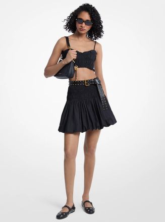 Michael Kors Cotton Smocked Bubble Skirt