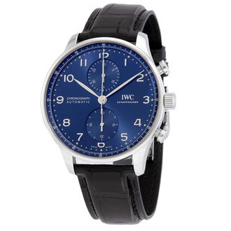 IWC Pre-owned IWC Portuguese Chronograph Automatic Blue Dial Mens Watch IW371606