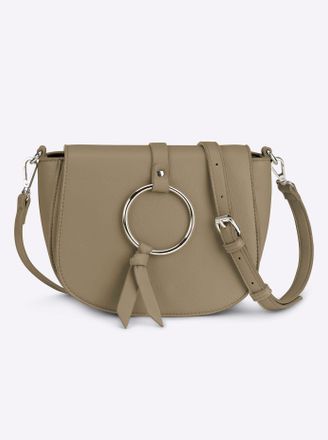 Heine Handtasche HEINE, Damen, Gr. B/H/T: 25cm x 18cm x 9cm, grau (taupe), Metall, Viskosemischung, unifarben, Taschen Handtasche