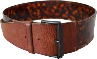 Ermanno Scervino Womens Dark Brown Leather Wide Buckle Belt