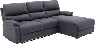 Vente-Unique Sof&aacute; rinconera derecha relax el&eacute;ctrico de tela antracita LUNANO