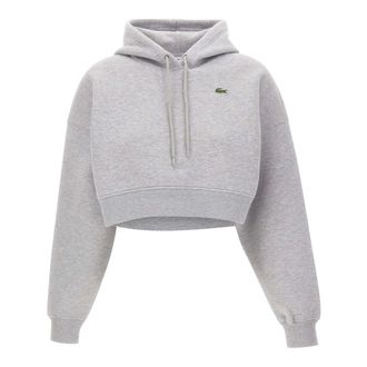 Lacoste Cropped Hoodie - Dames - Sweatshirts & Hoodies - Grijs - Maat: M Katoen