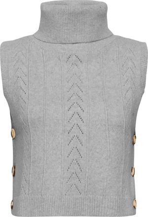 Cream Gebreide kleding - Dames - Coltruien - Grijs - L/Xl - Leer - Truien & Vesten