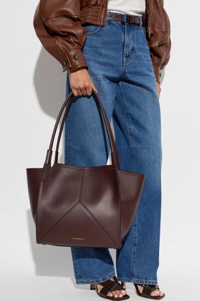 Victoria Beckham Leather Bag With Logo, Womens, Burgundy
