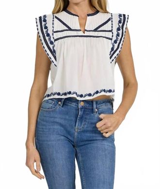 Dear John Denim V-Neck Sleeveless Blouse In White