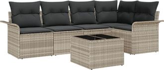 vidaXL Vidaxl - Garden Sofa Set 6 pcs Grey 55 x 55 x 37 cm Poly rattan