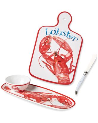 Certified International Beach House Lobster Cheese Plate & Oval Tray with Dip Bowl Set