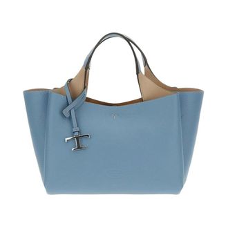 Tod's Tassen, Dames, Blauw, ONE Size, Leer, Leren Handtas met Logo