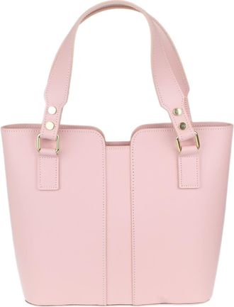 Girly HandBags Womens Plain Italian Genuine Leather Crossbody Tote Bag (Light Pink)