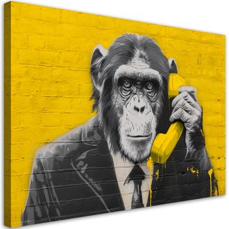 Artgeist Quadro Su Tela, Scimmia Pop Art Giallo - 100x70