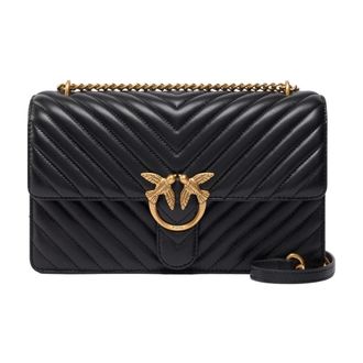 Pinko Pinko - Love One Classic Small - Dames - Tassen - Zwart - Maat: ONE Size Katoen