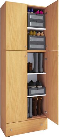 ebuy24 Gabinete De Zapato De Madera Vcm Dimensiones: Al. 200 X An. 70 X T. 39 Cm Armario Multiusos 5 Compartimentos 4 Puertas Giratorias Caj&oacute;n Adicional- Lon
