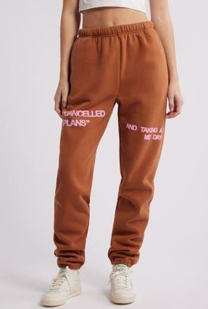 The Mayfair Group Me Day Fleece Graphic Joggers in Brown at Nordstrom Rack, Size Small/medium