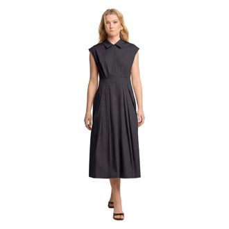 Kocca Mouwloze zomerjurk in overhemdstijl- lang - Dames - Casual kleedjes - Zwart - L - Katoen - Kleedjes