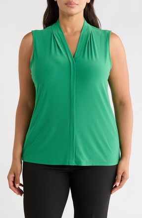 Kasper Pleat Front Sleeveless Top in Lush Green at Nordstrom, Size 3 X