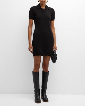Burberry Lightweight Crepe Knit Polo Dress